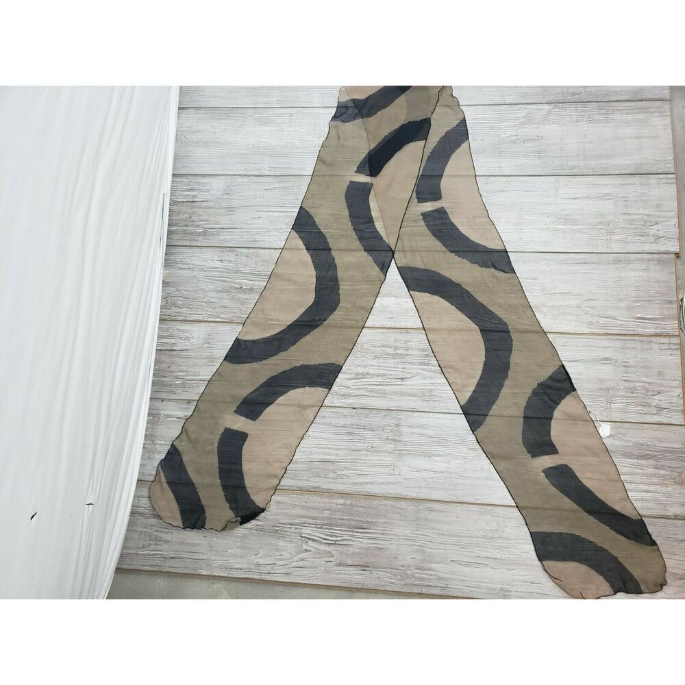 Boutique Brown Black Circles Scarf 96 x 10.5" Silk Sheer Lightweight
